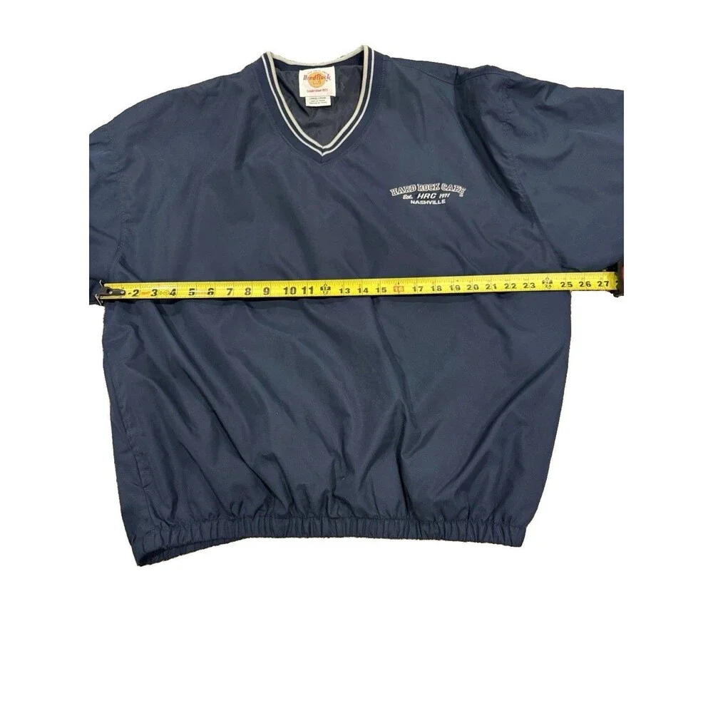 Hard Rock Cafe Nashville Navy Blue V-Neck Pullover Windbreaker Jacket Large